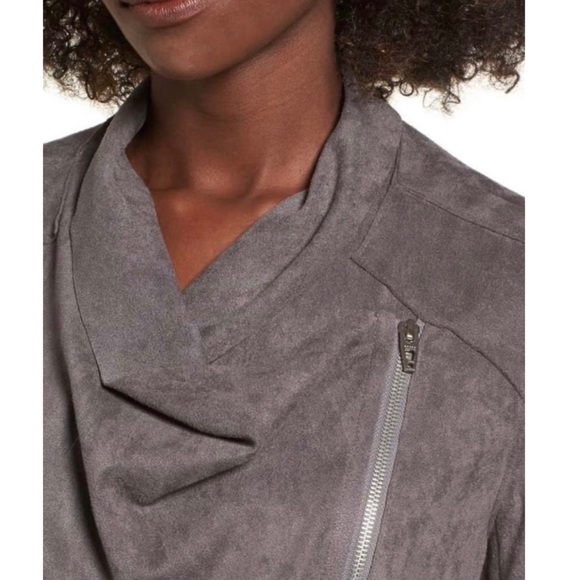 NEW BLANKNYC GREY FAUX SUEDE DRAPE FRONT JACKET - Picture 3 of 9